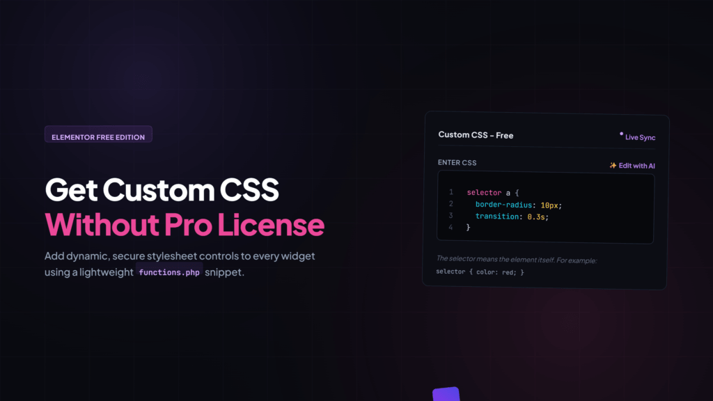 add css in elementor free without plugins